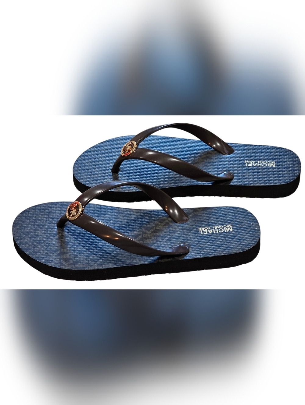 Michael Kors Women's Brown and Gold Logo Flip Flops, Size 7. New Without Tags - Picture 4 of 6